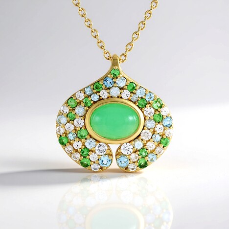 Collana in argento con Crisoprasio (KM by Juwelo)