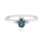 Anello in argento con Cianite Blu Foglia di Tè