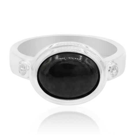 Anello in argento con Giadeite Nera (Annette)