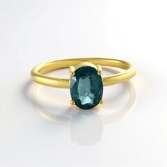 Anello in argento con Cianite Blu Foglia di Tè
