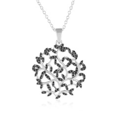 Zilveren halsketting met zwarte spinelstenen