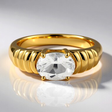 9K Mexican Hyalite Opal Gold Ring