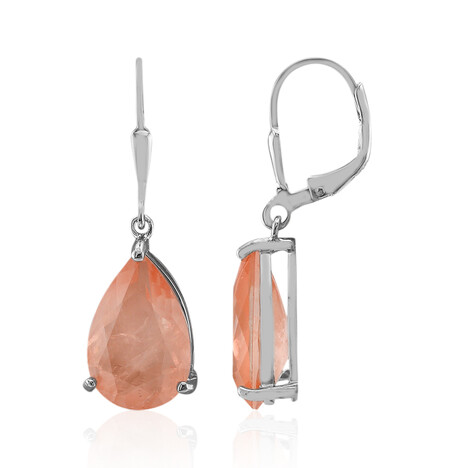 Pfirsichfarbener Pastell-Quarz-Silberohrringe