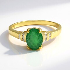 Anello placcato in oro con Smeraldo Bahia