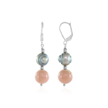 Pinkfarbener Opal-Silberohrringe