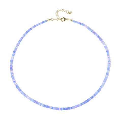 Zilveren halsketting met Ethiopische lavendelopalen