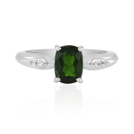 Zilveren ring met een Russische diopsied