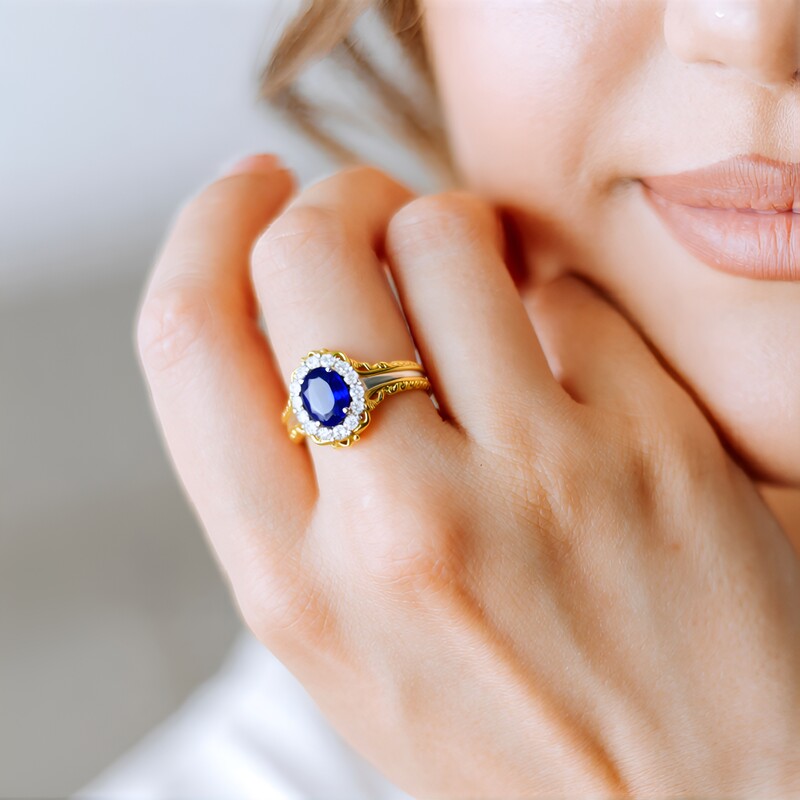 Cobalt Spinel Silver Ring (Gems en Vogue)