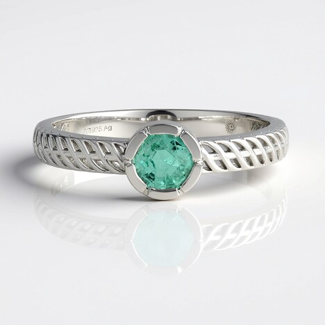 Bague en argent et Emeraude de Colombie (Ornaments by de Melo)