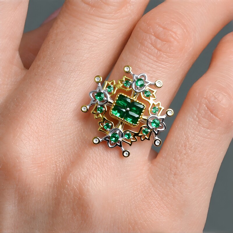 Sambia-Smaragd-Silberring (Gems en Vogue)