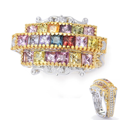 Zilveren ring met een Rode Saffier (Gems en Vogue)