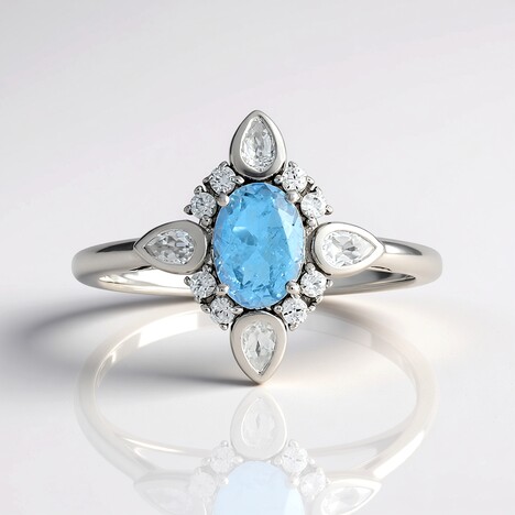 Anello in argento con Acquamarina Brasiliana