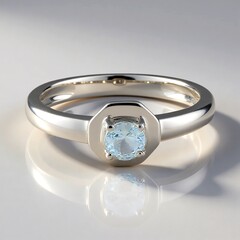 Bague en argent et Aigue-marine du Brésil