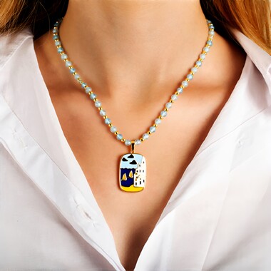 Collana in argento con Topazio Blu Cielo