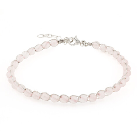 Zilveren armband met rozen kwartskristallen