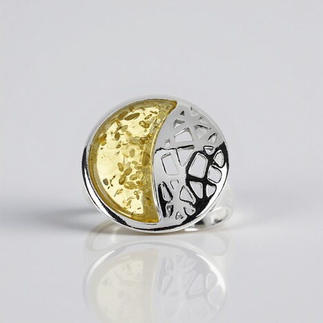 Bague en argent et Ambre baltique (dagen)