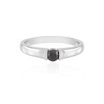 Schwarzer Brillant-Silberring