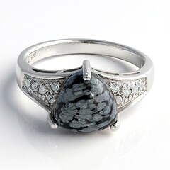 Anello da uomo in argento con Ossidiana Fiocco di Neve