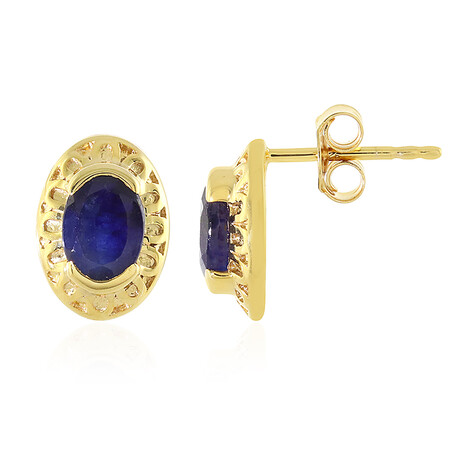 Pendientes en plata con Zafiro azul de Madagascar