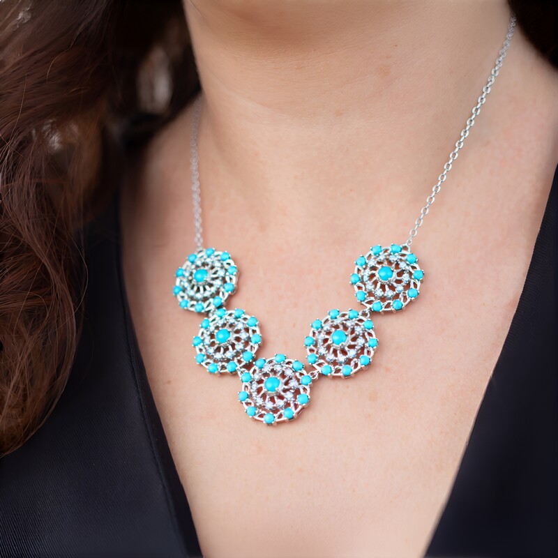 Sleeping Beauty-Türkis-Silbercollier