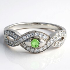 Anello in argento con Granato Menta Merelani