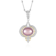 Pinkfarbene Mabe-Perlen-Silberhalskette (Dallas Prince Designs)