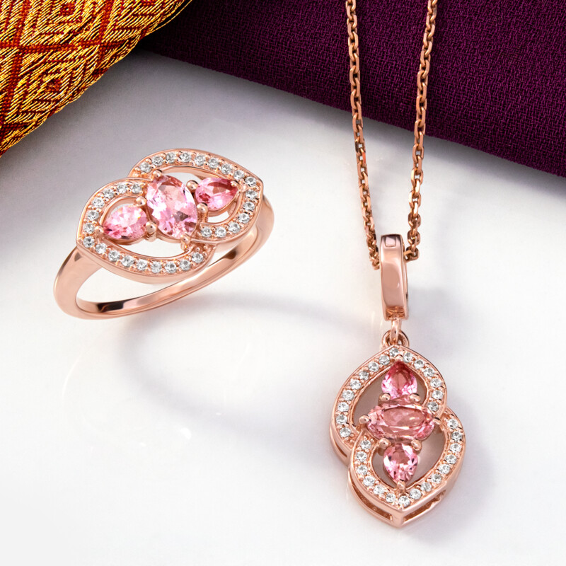 Nigerianischer Pinkfarbener Turmalin-Silberanhänger