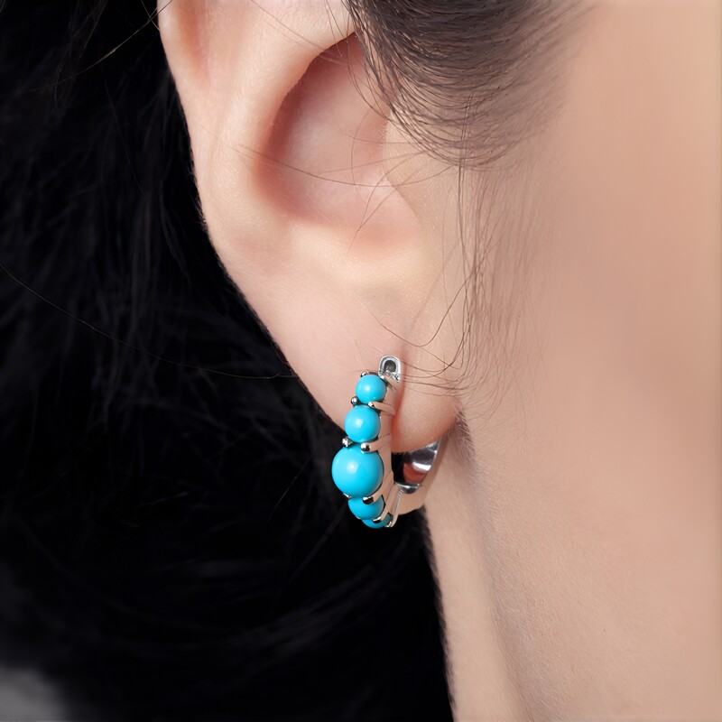 Boucles d'oreilles en argent et Turquoise Sleeping Beauty (Faszination Türkis)