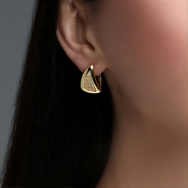 9K I2 Champagne Diamond Gold Earrings (de Melo Gold)