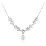 Zilveren halsketting met een Witte zoetwater kweekparel