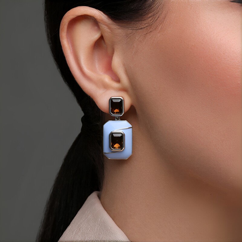 Pendientes en plata con Cuarzo ahumado (Adela Silber)