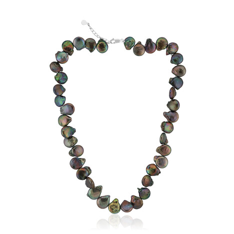 Collana in argento con Perla d'Acqua Dolce Keshi Nera (TPC)