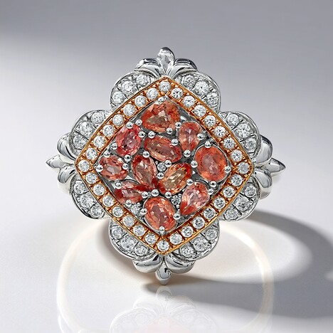 Anello in argento con Zaffiro Padparadscha (Dallas Prince Designs)