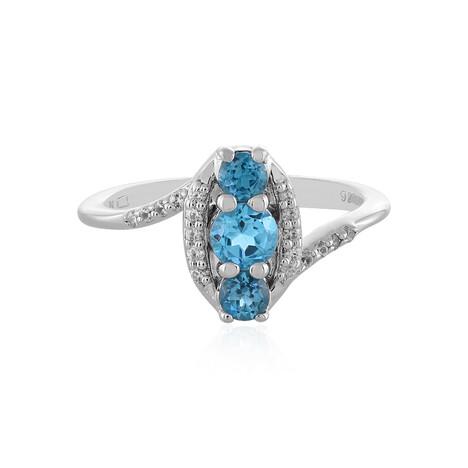 Anello in argento con Topazio Blu Svizzero