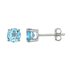 Pendientes en plata con Topacio azul suizo