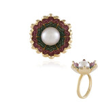 Weiße Süßwasserzuchtperlen-Silberring (Adela Silber)