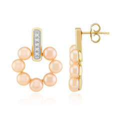 Pendientes en plata con Perla durazno Freshwater