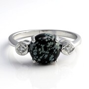 Bague en argent et Obsidienne Flocon-de-Neige