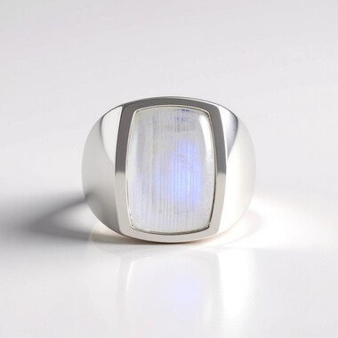 Zilveren ring met een Blauwe Maansteen (KM by Juwelo)