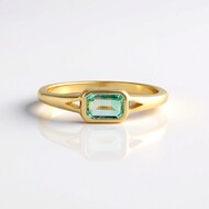 Bague en argent et Émeraude de couleur Paraiba