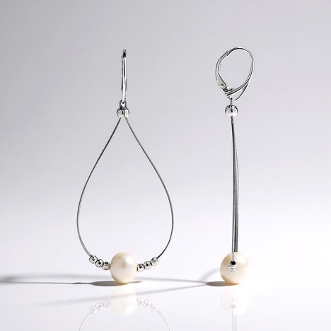Orecchini in argento con Perla d'Acqua Dolce Bianca