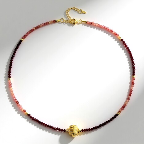 Collier en argent et Rhodonite (Riya)