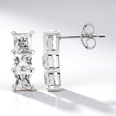 Orecchini in argento con Topazio Bianco