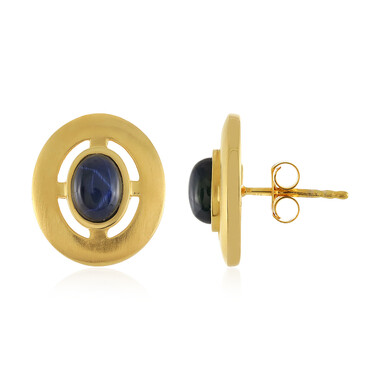 Boucles d'oreilles en argent et Saphir étoilé bleu (MONOSONO COLLECTION)