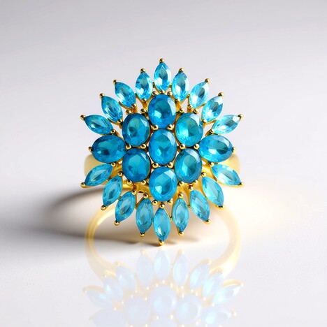 Bague en argent et Apatite bleu néon