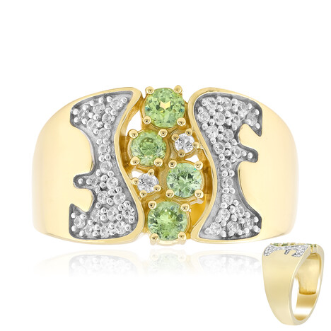 Gouden ring met Madagaskar Demantoiden