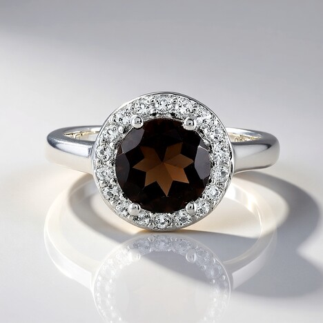 Anello in argento con Quarzo Fumè