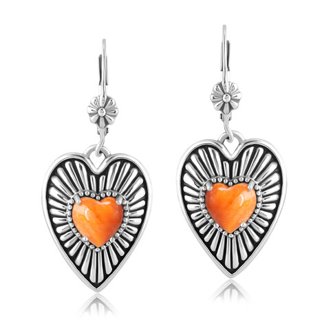 Orange Spiny Oyster Shell Silver Earrings (Desert Chic)