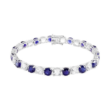 Bracelet en argent et Saphir bleu de Madagascar