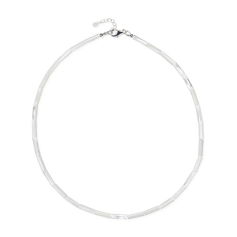 Zilveren halsketting met parelmoer